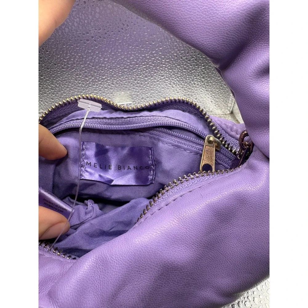 Purple Knotted Soft Hobo Bag Ruched Faux Leather Croissant Handbag Lavender